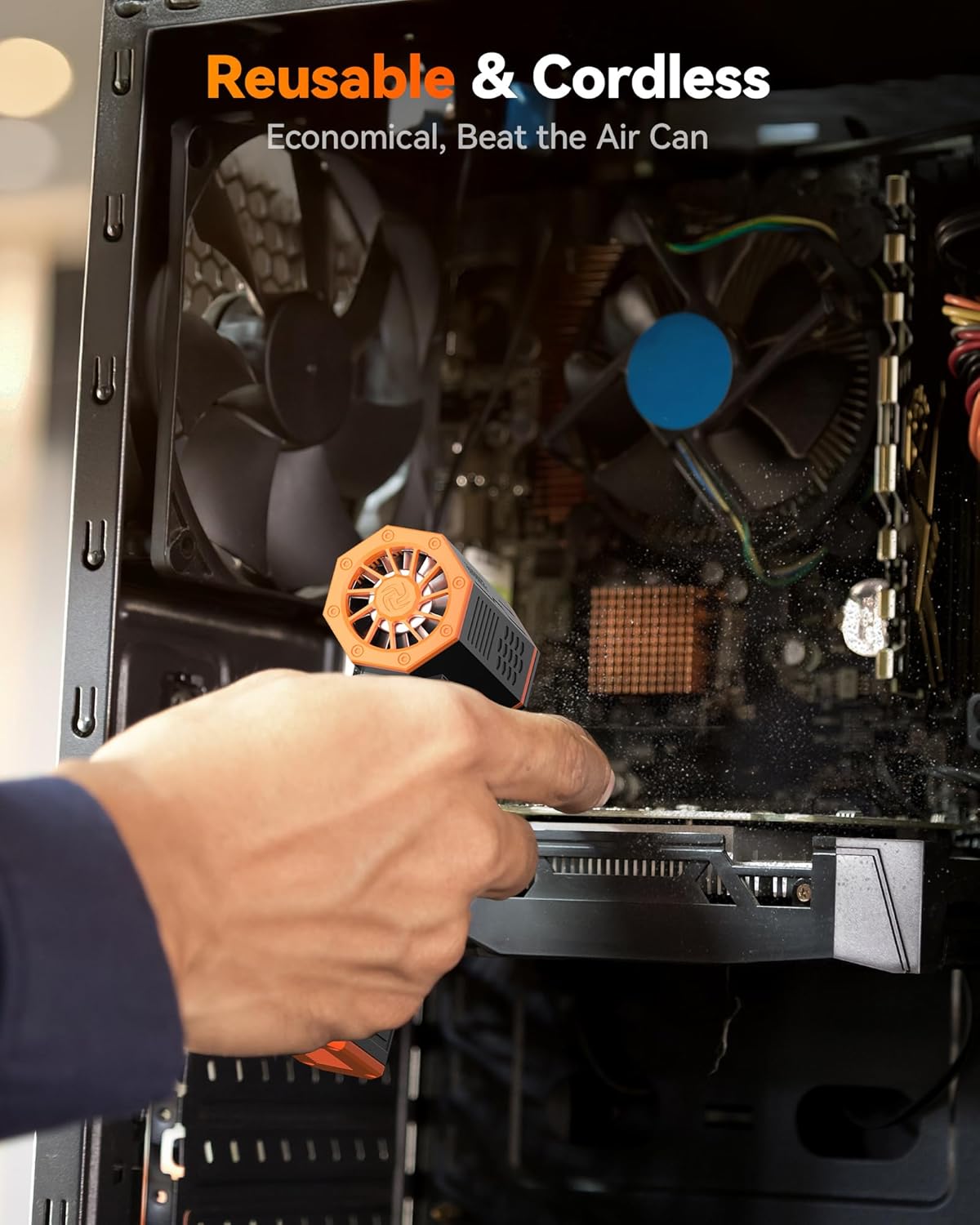 WOLFBOX MF50 Plumero de aire comprimido - Soplador eléctrico de aire de 110000RPM Super Power, soplador mini ajustable de 3 velocidades con carga rápida, soplador de polvo para computadora, teclado