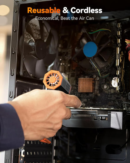 WOLFBOX MF50 Plumero de aire comprimido - Soplador eléctrico de aire de 110000RPM Super Power, soplador mini ajustable de 3 velocidades con carga rápida, soplador de polvo para computadora, teclado