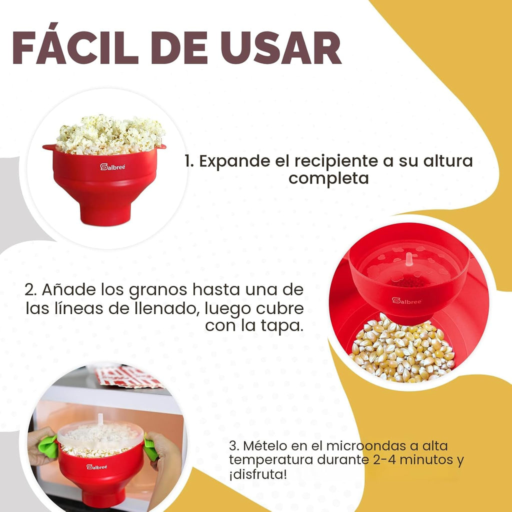 Salbree Tazón plegable de silicona para hacer palomitas de maíz par...
