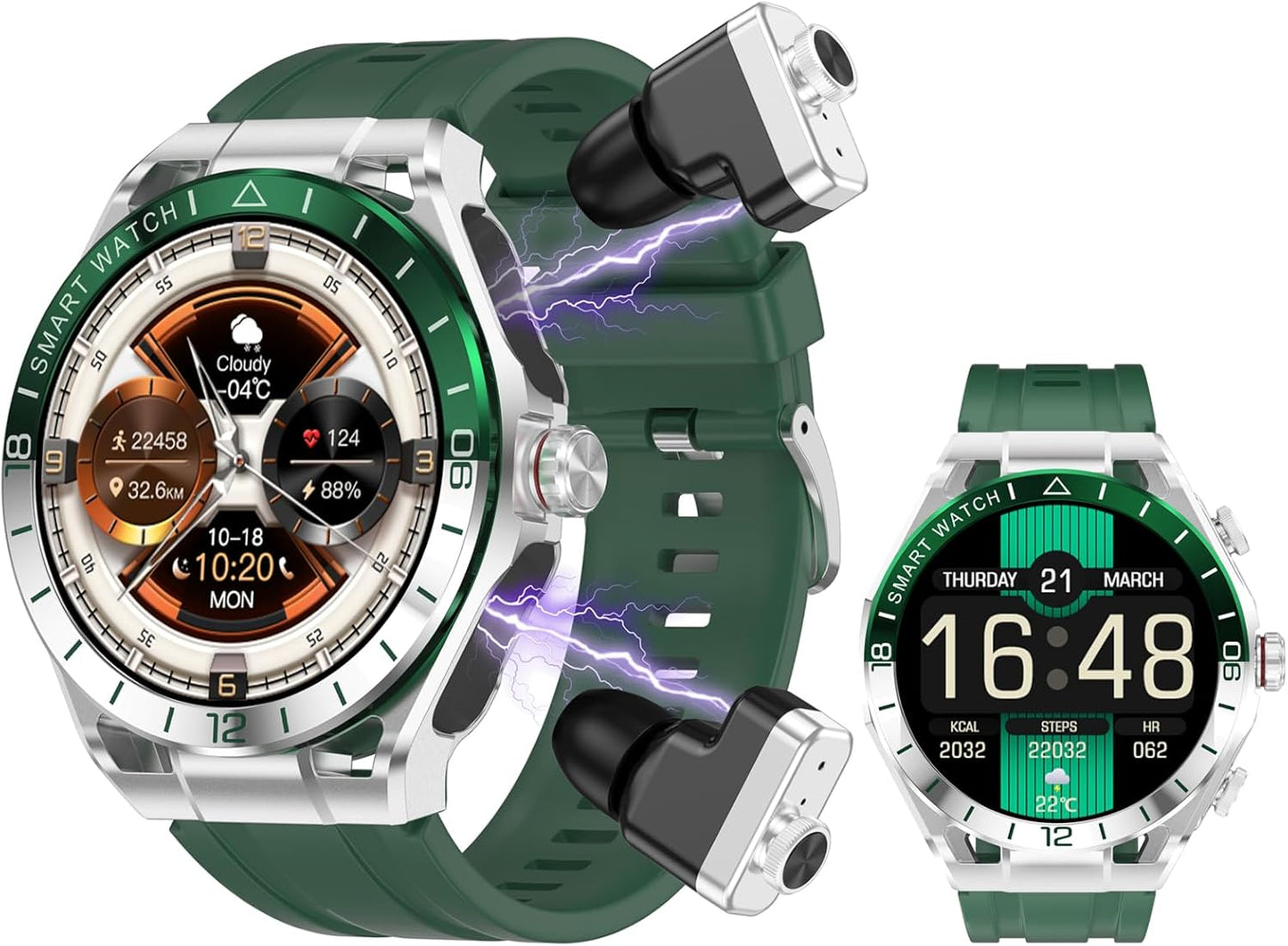 ZJX Reloj inteligente con auriculares para hombre, pantalla HD táct...