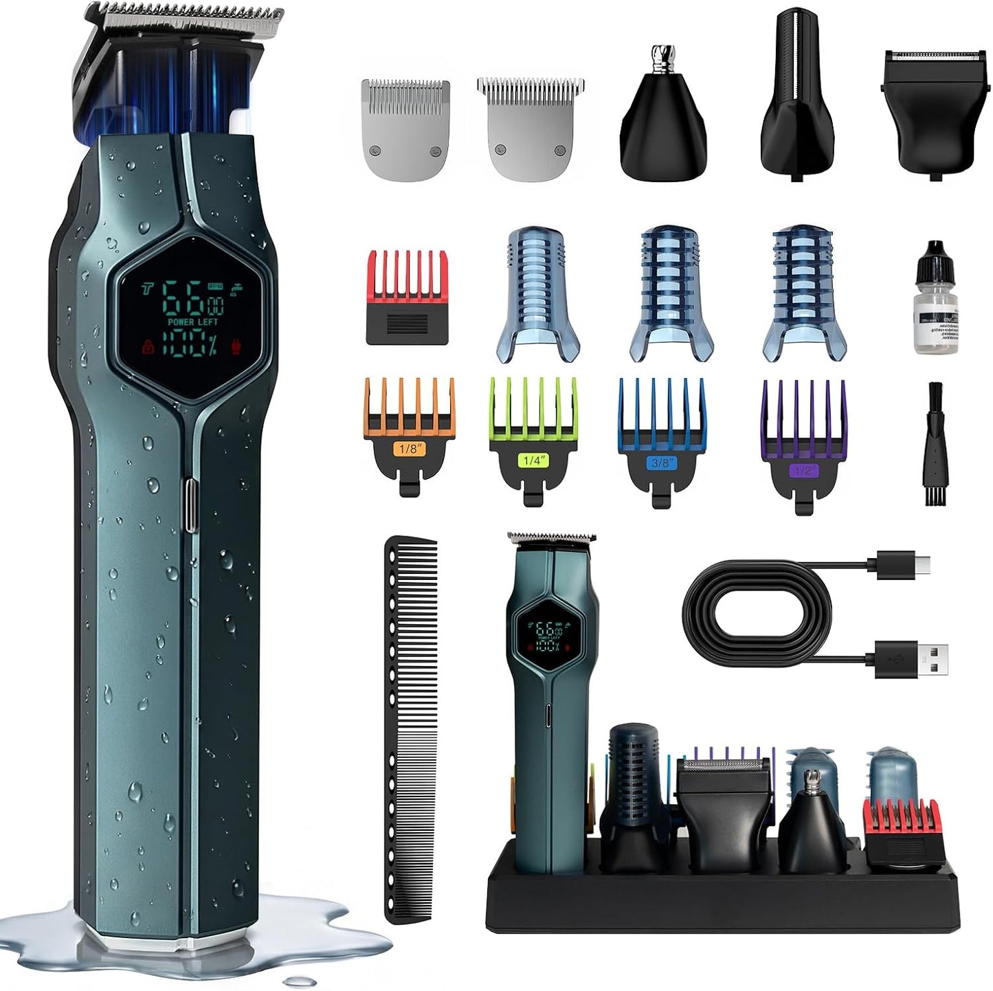 TRIMX Recortadora de barba para hombres, cabezales magnéticos de re...