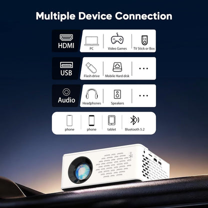 TMY Mini proyector, proyector Bluetooth mejorado con pantalla, proy...