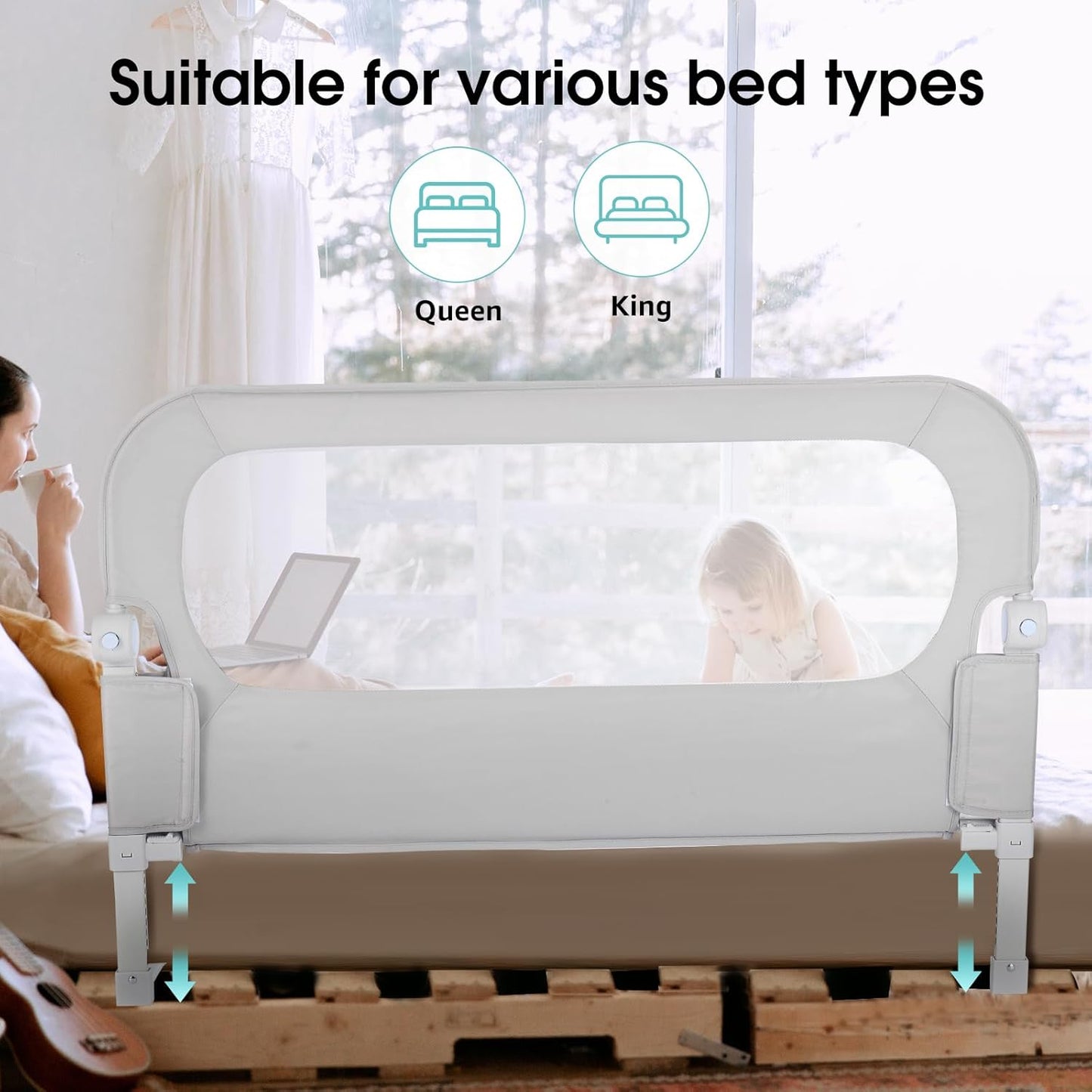 NUTIKAS Barandilla de Seguridad para Cama de Bebé para Niños Pequeñ...