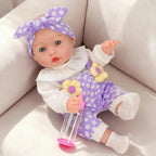 Muñeca de bebé de 12 pulgadas con patrón de flores con portabebés t...