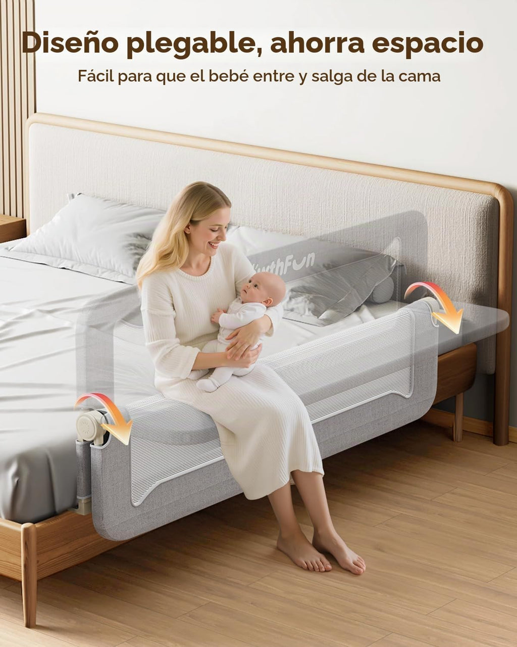 GrowthFun Riel de cama de 1 pieza de 59 pulgadas para niños pequeño...