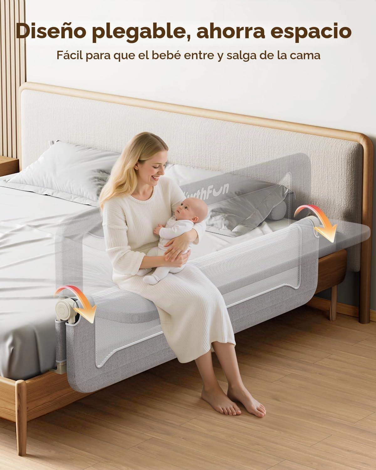 GrowthFun Riel de cama de 1 pieza de 59 pulgadas para niños pequeño...
