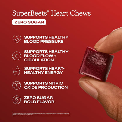 Humann SuperBeets Heart Chews Zero Sugar, Soporte de óxido nítrico...