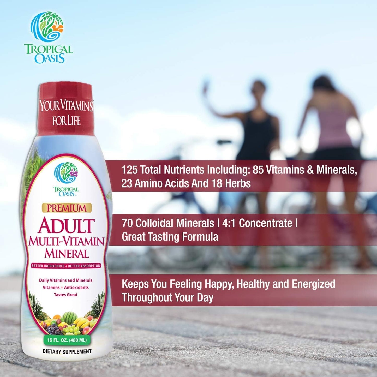 Tropical Oasis Multivitamínico líquido para adultos, suplemento mul...