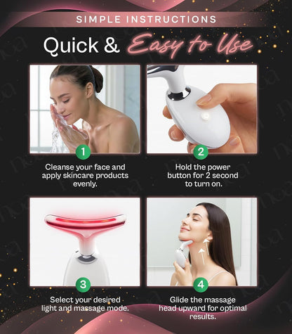 LuxeSkin Masajeador facial de terapia de luz roja LED de 7 colores...
