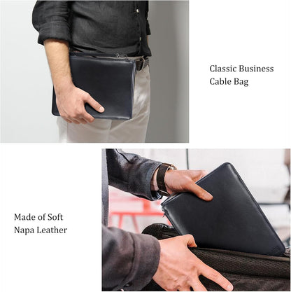 Polare - Organizador de cables de viaje de cuero de grano completo,...