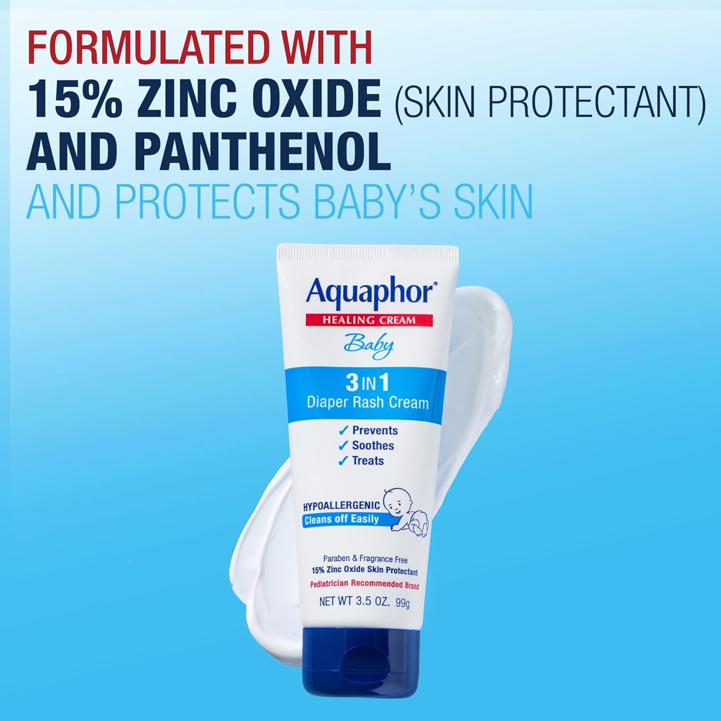Crema para sarpullido del pañal del bebé Aquaphor de 3.6 oz (paqete de 3)