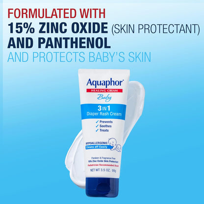 Crema para sarpullido del pañal del bebé Aquaphor de 3.6 oz (paqete de 3)