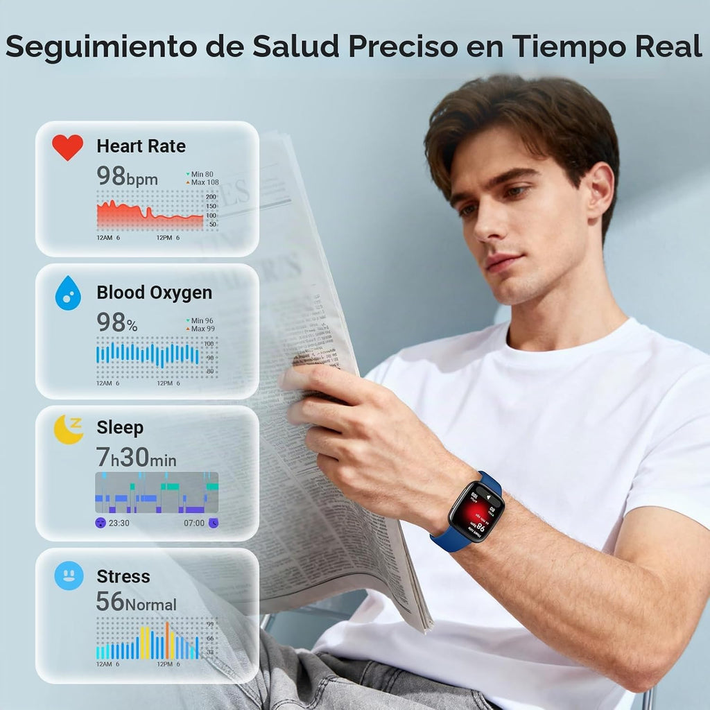 Fitpolo Reloj inteligente, rastreador de actividad AMOLED de 1.85 p...