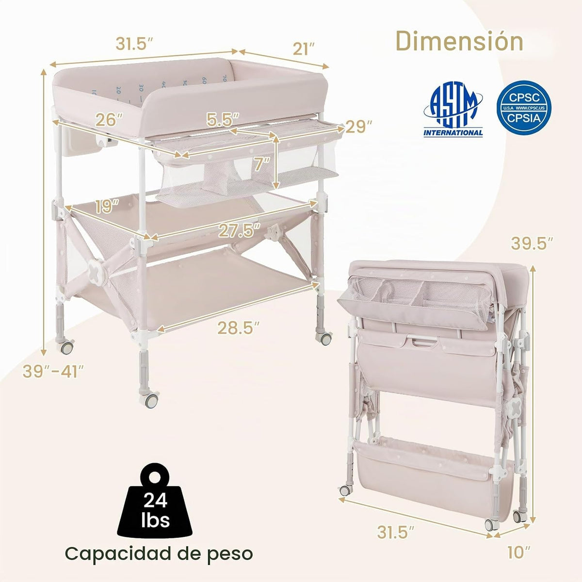 BABY JOY Cambiador portátil para bebé, estación de cambio de pañale...