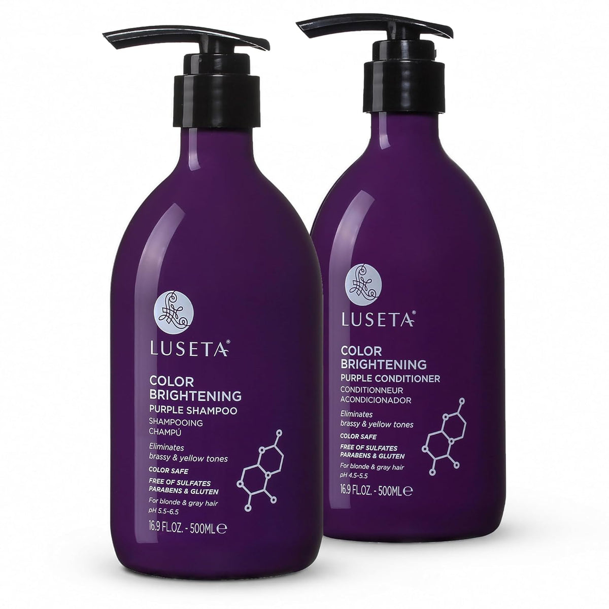 Luseta - Juego de champú y acondicionador morado para cabello rubio...