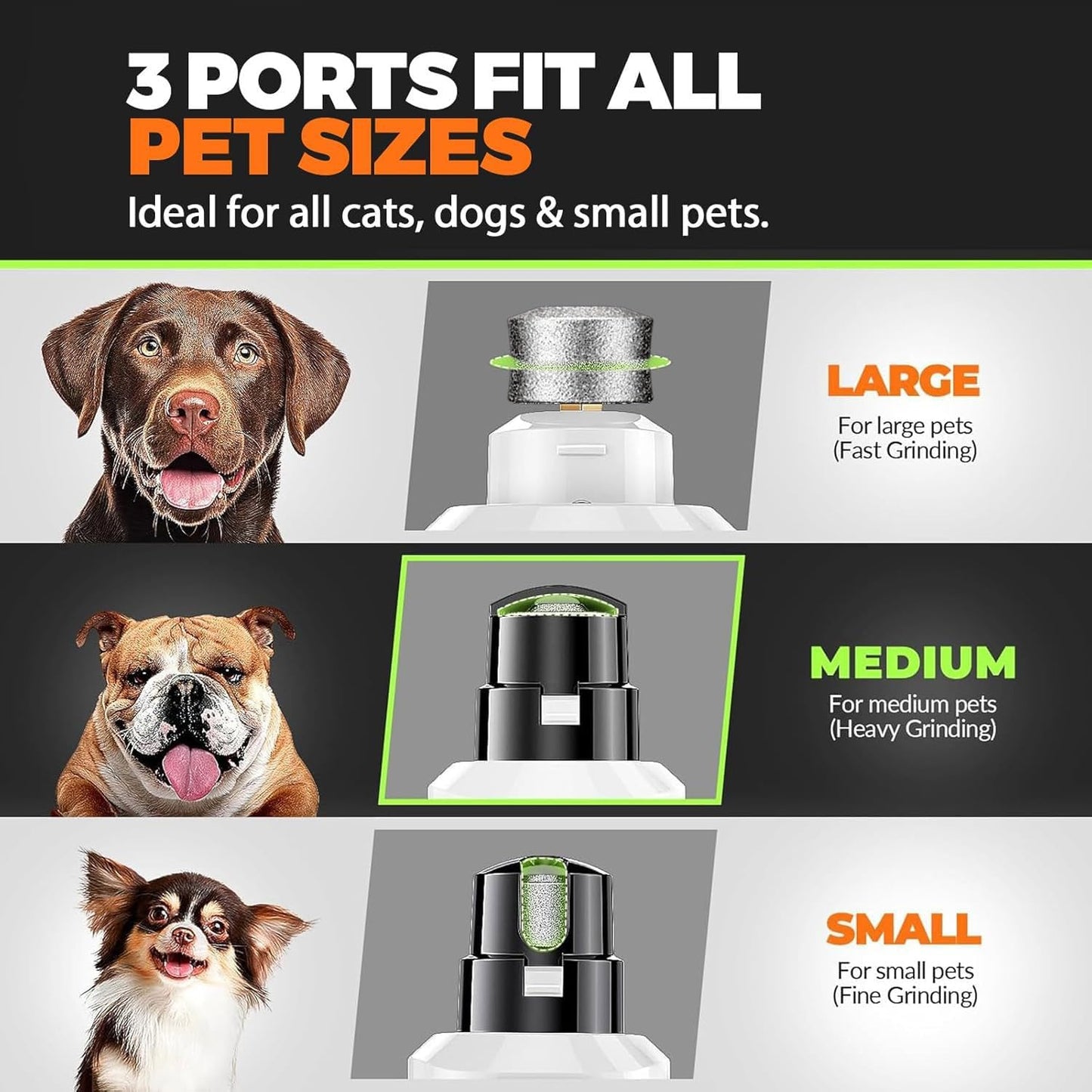 Molinillo de uñas para perros con 2 luces LED, potente, 2 velocidad...