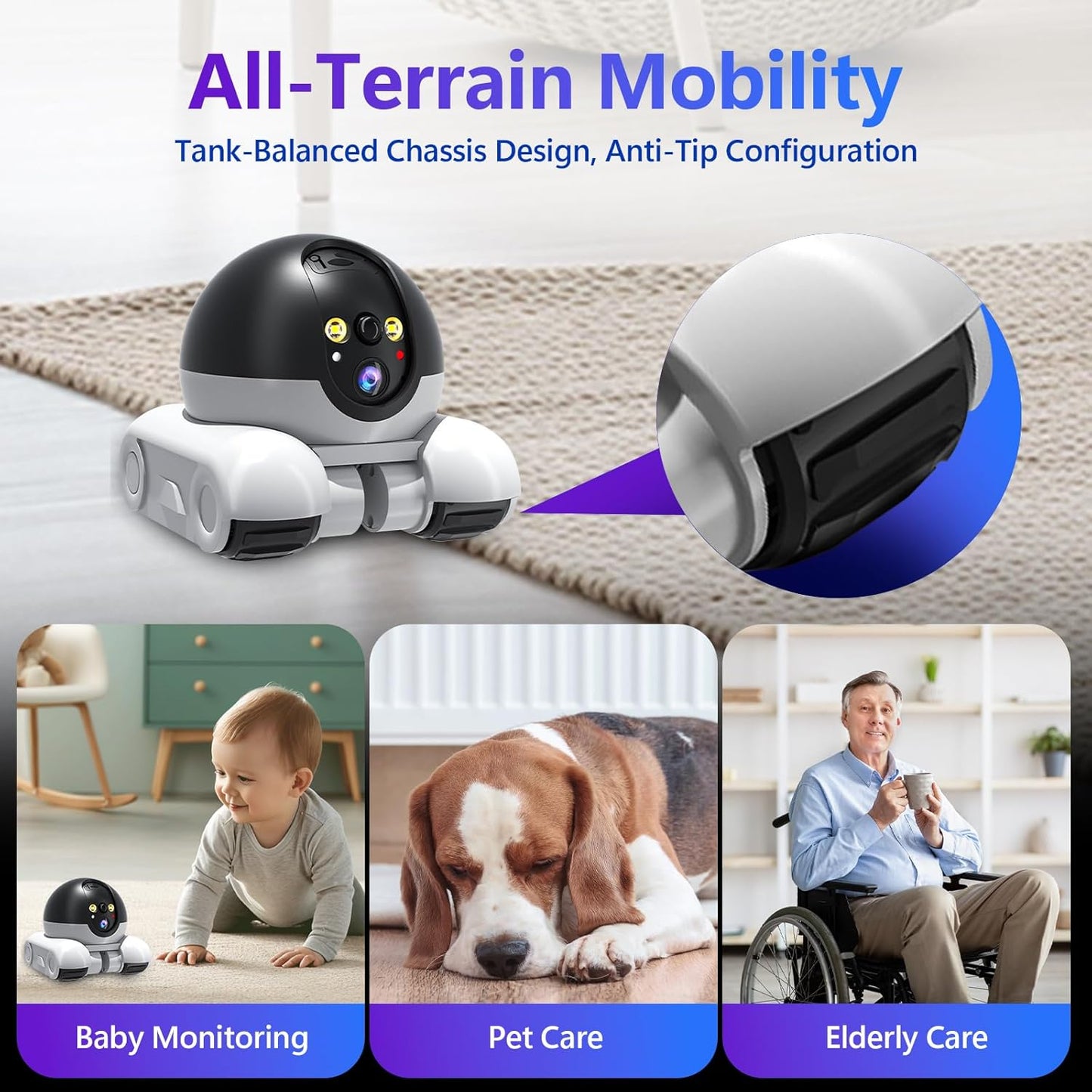 Blinky Bot Camera, Mobile Patrol Robot Camera, Wi-Fi Connected Remo...