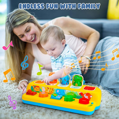 Juguetes interactivos emergentes de animales con música y luz, juguetes Montessori de causa y efecto para niños y niñas de 1 año, juguete musical educativo para bebés de 9-12-18 meses, juguete STEM