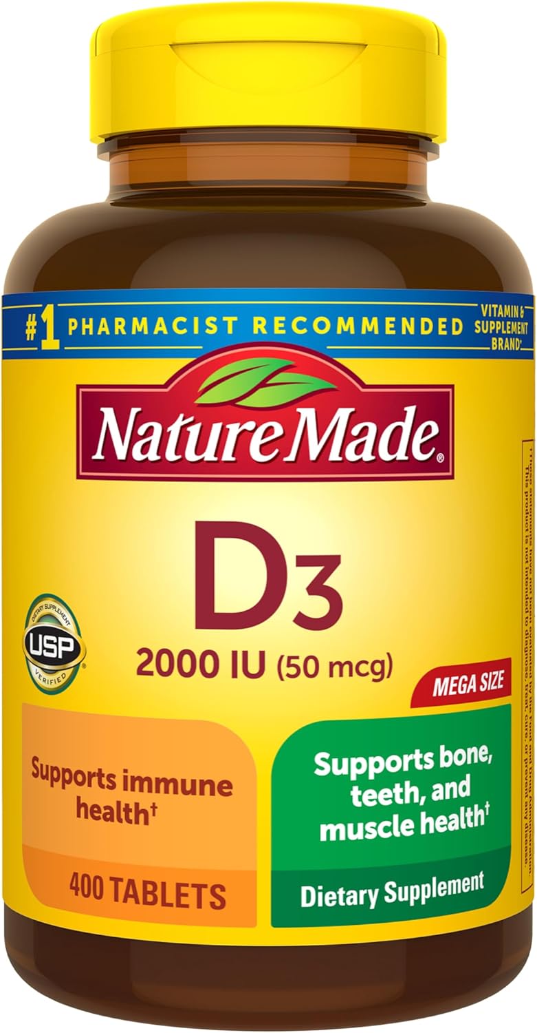 Nature Made Vitamina D3 2000 UI (50 mcg), suplemento de vitamina D...