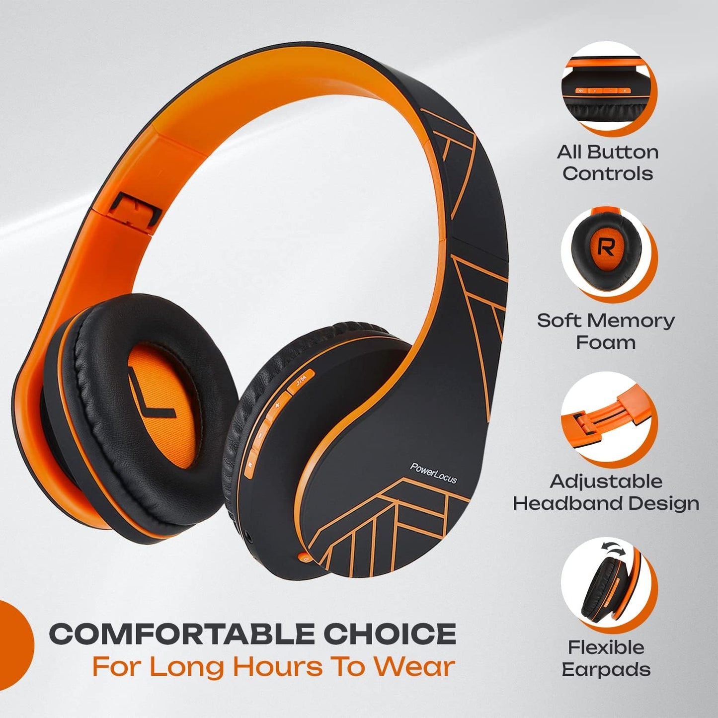 PowerLocus Auriculares Bluetooth sobre la oreja, auriculares inalám...
