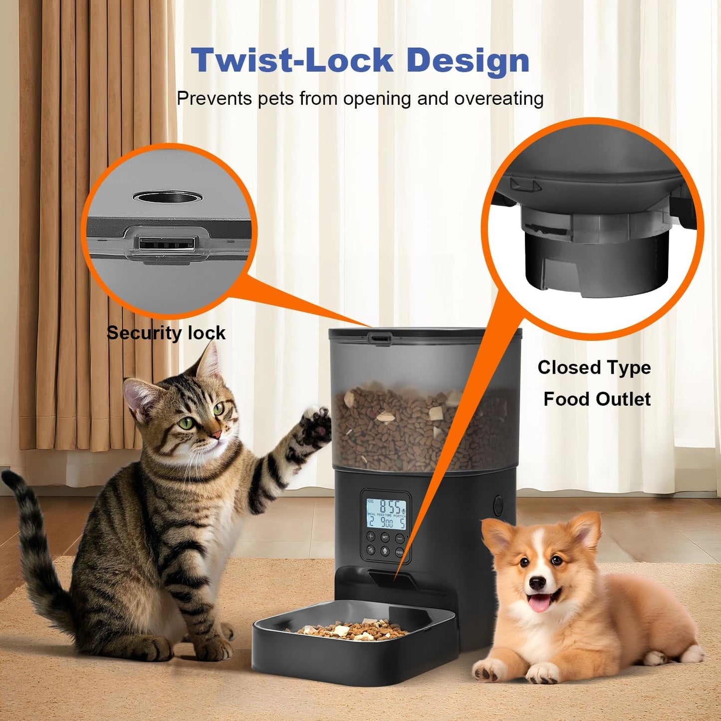 Comedero automático para gatos, dispensador de comida para gatos co...