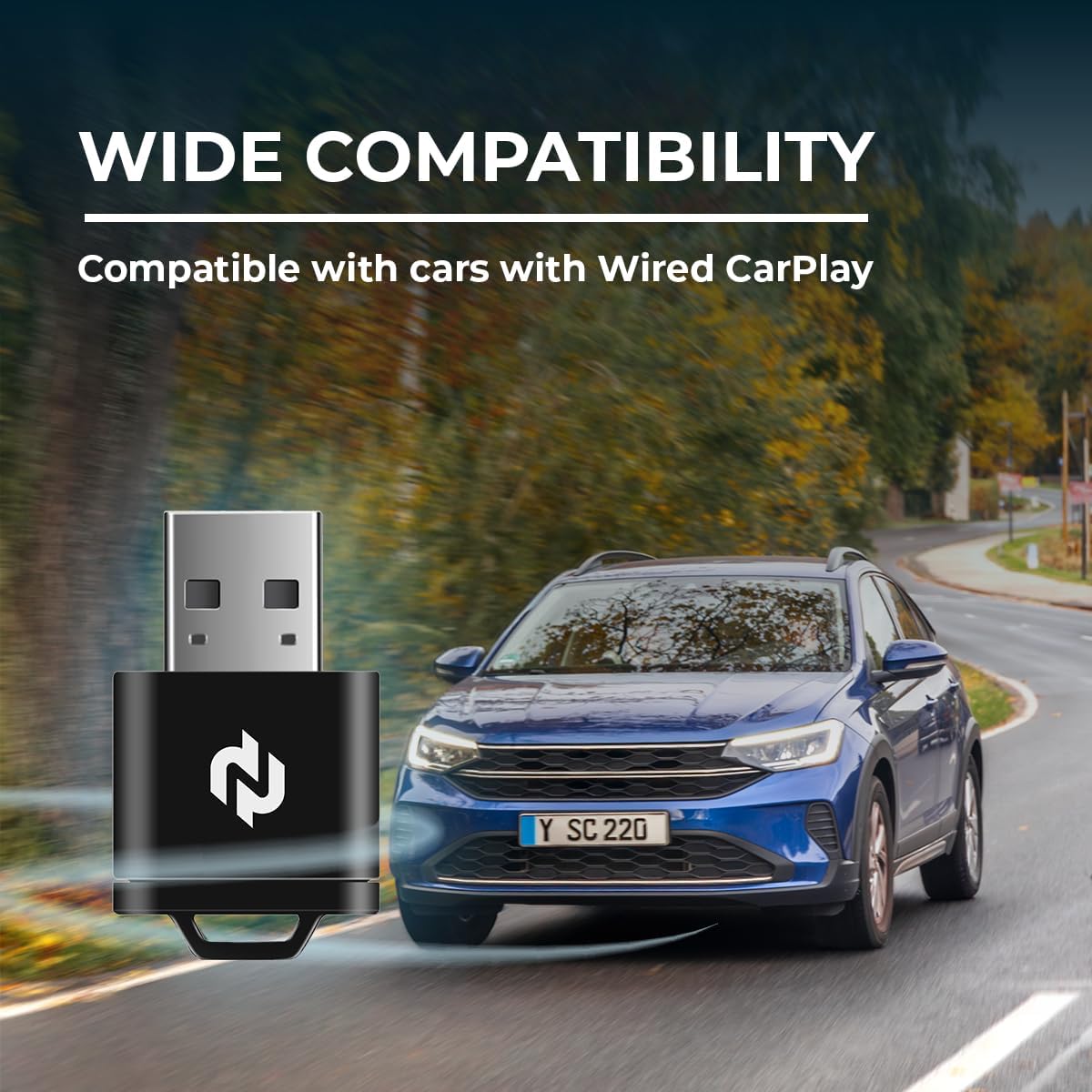 Adaptador CarPlay inalámbrico N para autos CarPlay con cable de fábrica. Convierte Apple CarPlay con cable a inalámbrico, conexión rápida y estable de 5 GHz, dongle USB Plug & Play, reconexión