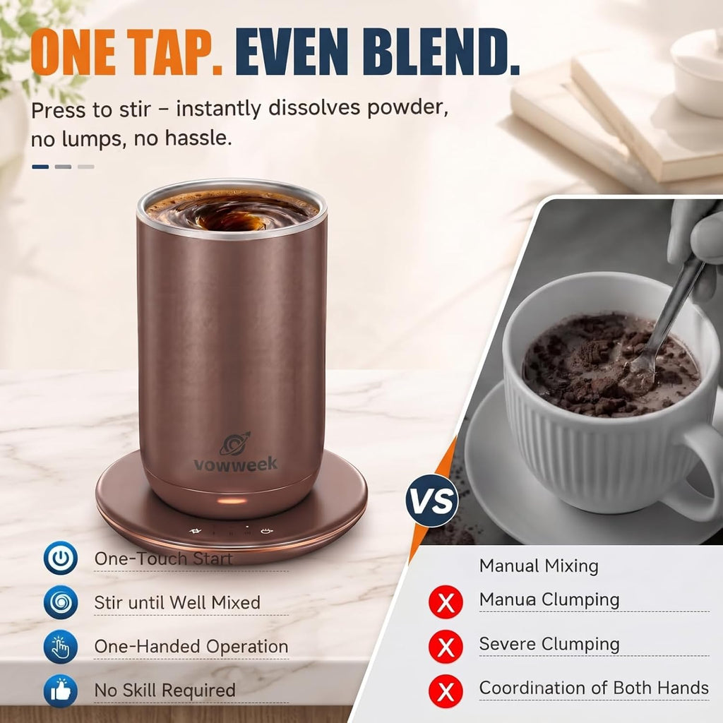 Taza de café con agitación automática, taza calentada de 10 oz con...