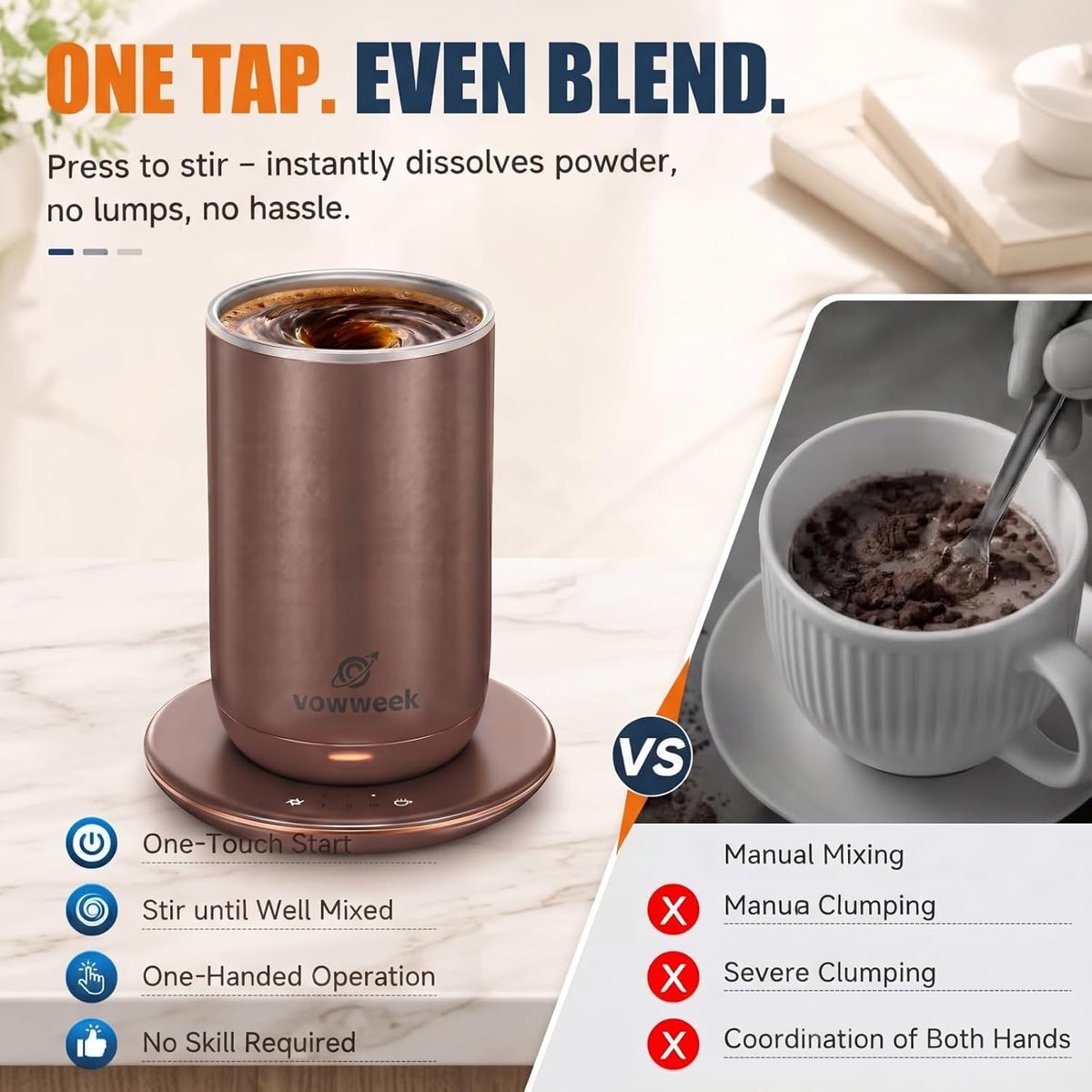 Taza de café con agitación automática, taza calentada de 10 oz con...