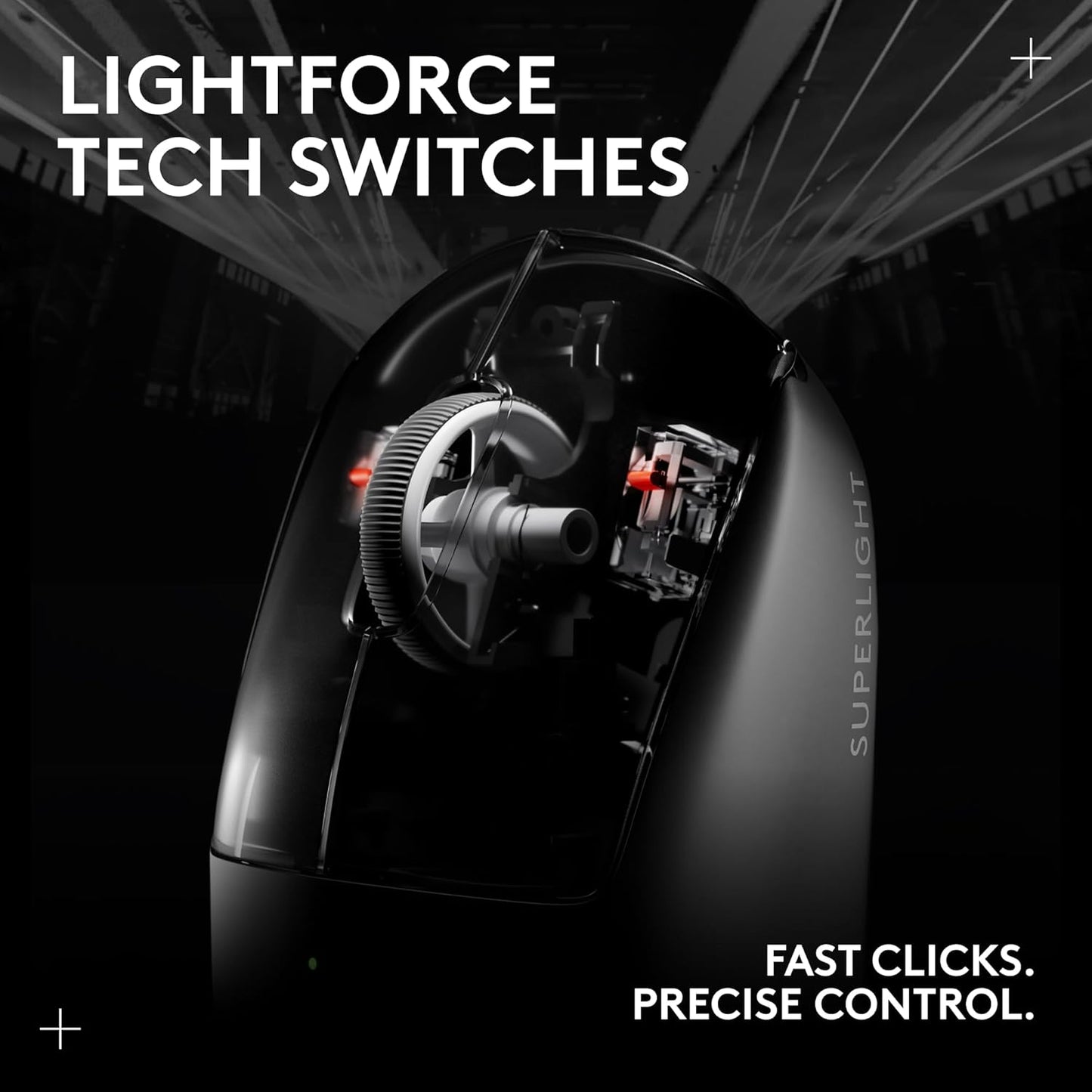 Logitech G PRO X Superlight 2 Ratón inalámbrico para juegos, 60g Pro-Grade con 5 botones programables, sensor 44k DPI, tasa de reporte de 8kHz, carga USB-C para PC/Mac - Negro