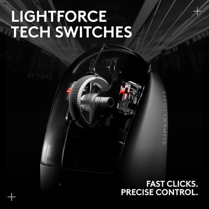 Logitech G PRO X Superlight 2 Ratón inalámbrico para juegos, 60g Pro-Grade con 5 botones programables, sensor 44k DPI, tasa de reporte de 8kHz, carga USB-C para PC/Mac - Negro