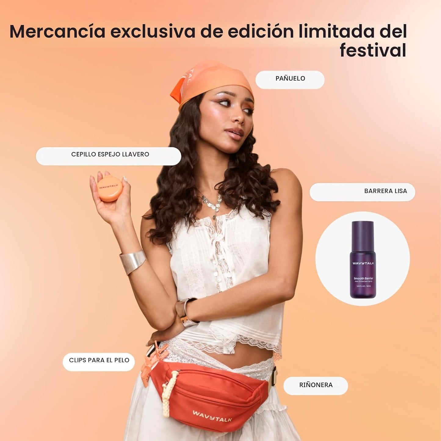 Wavytalk Spotlight Sleek Steamline Pro Festival Bundle, cepillo ali...