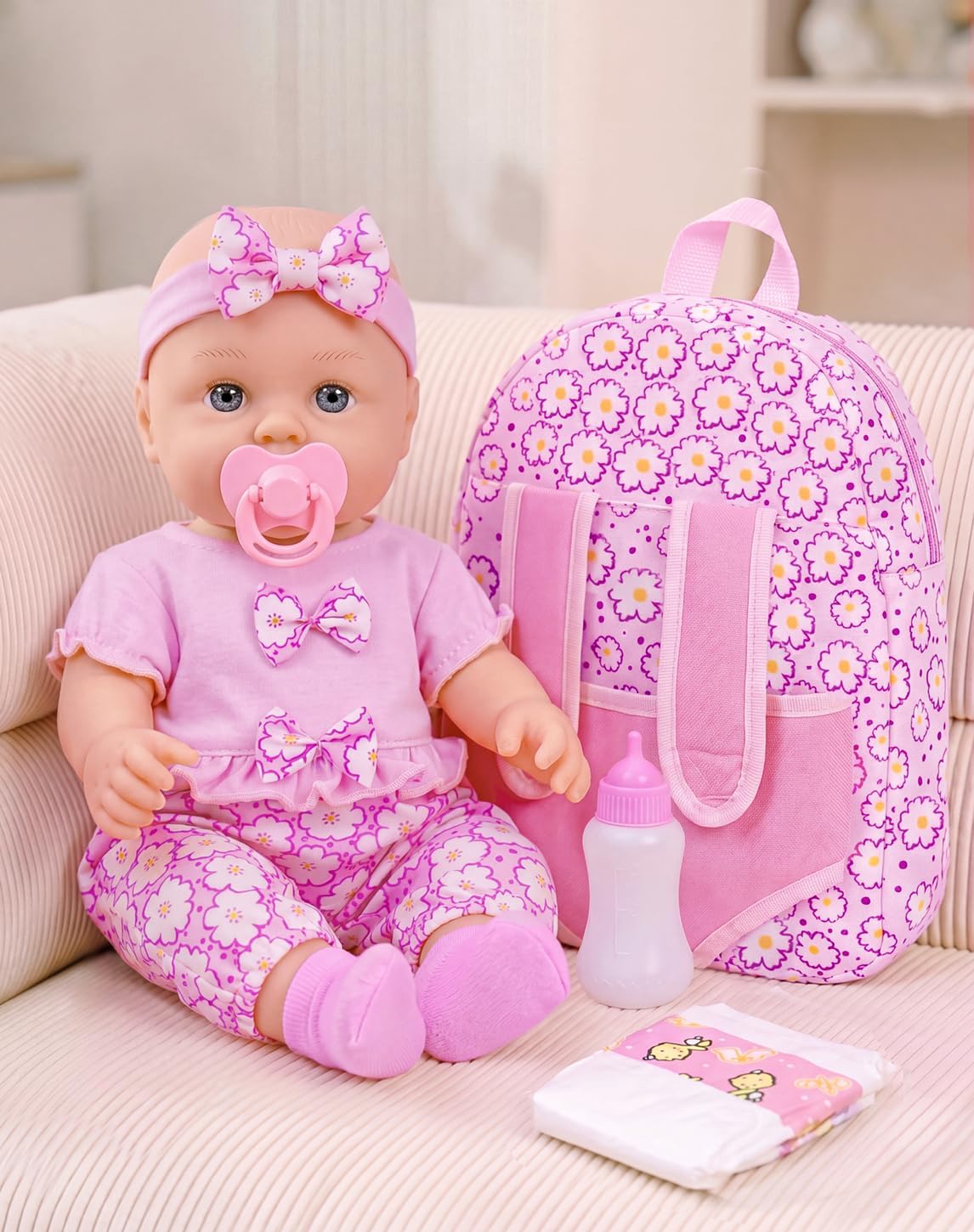 UZIDBTO Muñecas de bebé de 12 pulgadas con mochila para guardar rop...