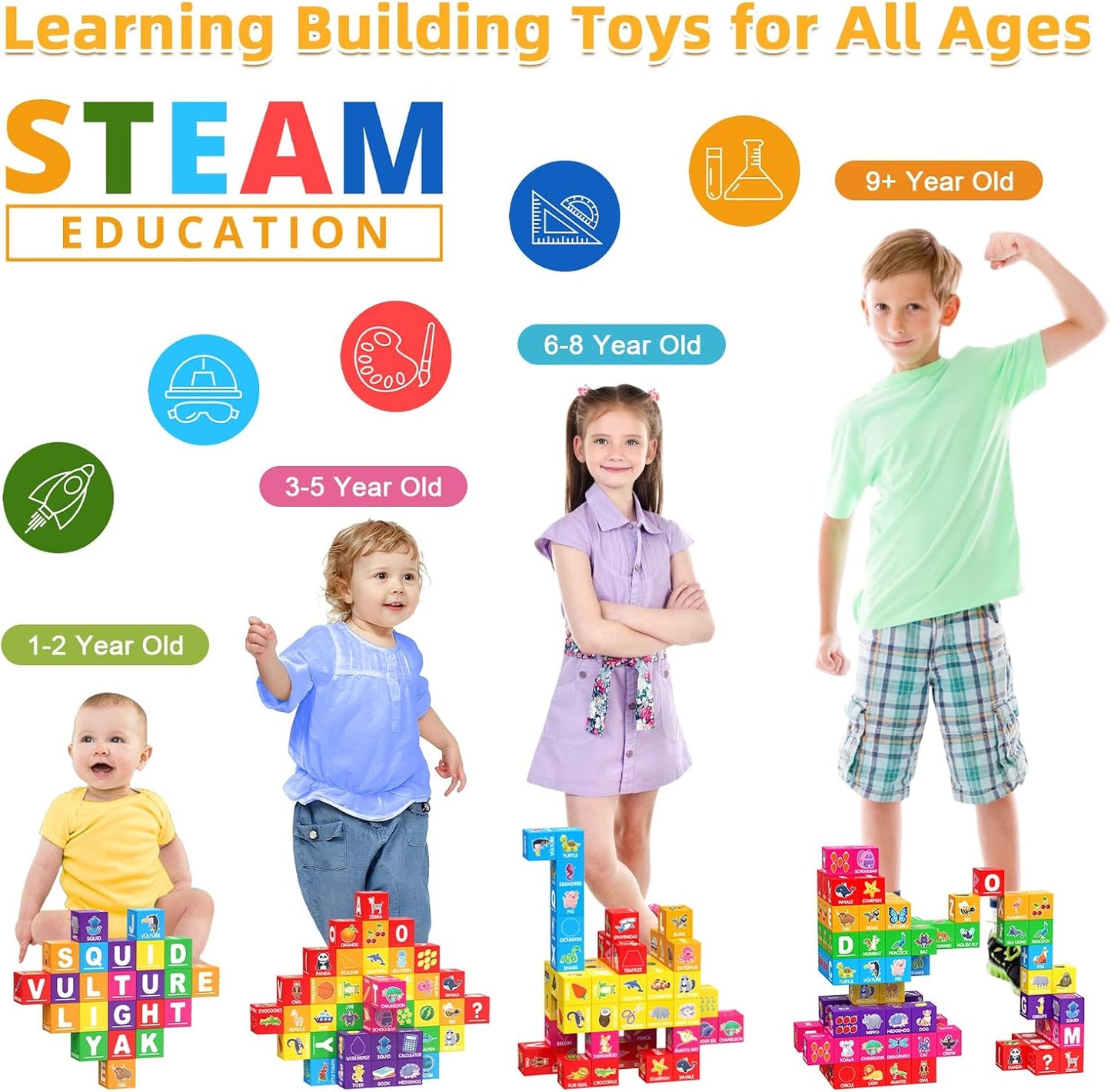 Bloques magnéticos para niños pequeños de 1 a 3, 1.4 pulgadas, bloques de construcción grandes, número ABC, juguetes de aprendizaje para niños de 1, 2, 3, 4, 5 años, juguetes educativos Montessori
