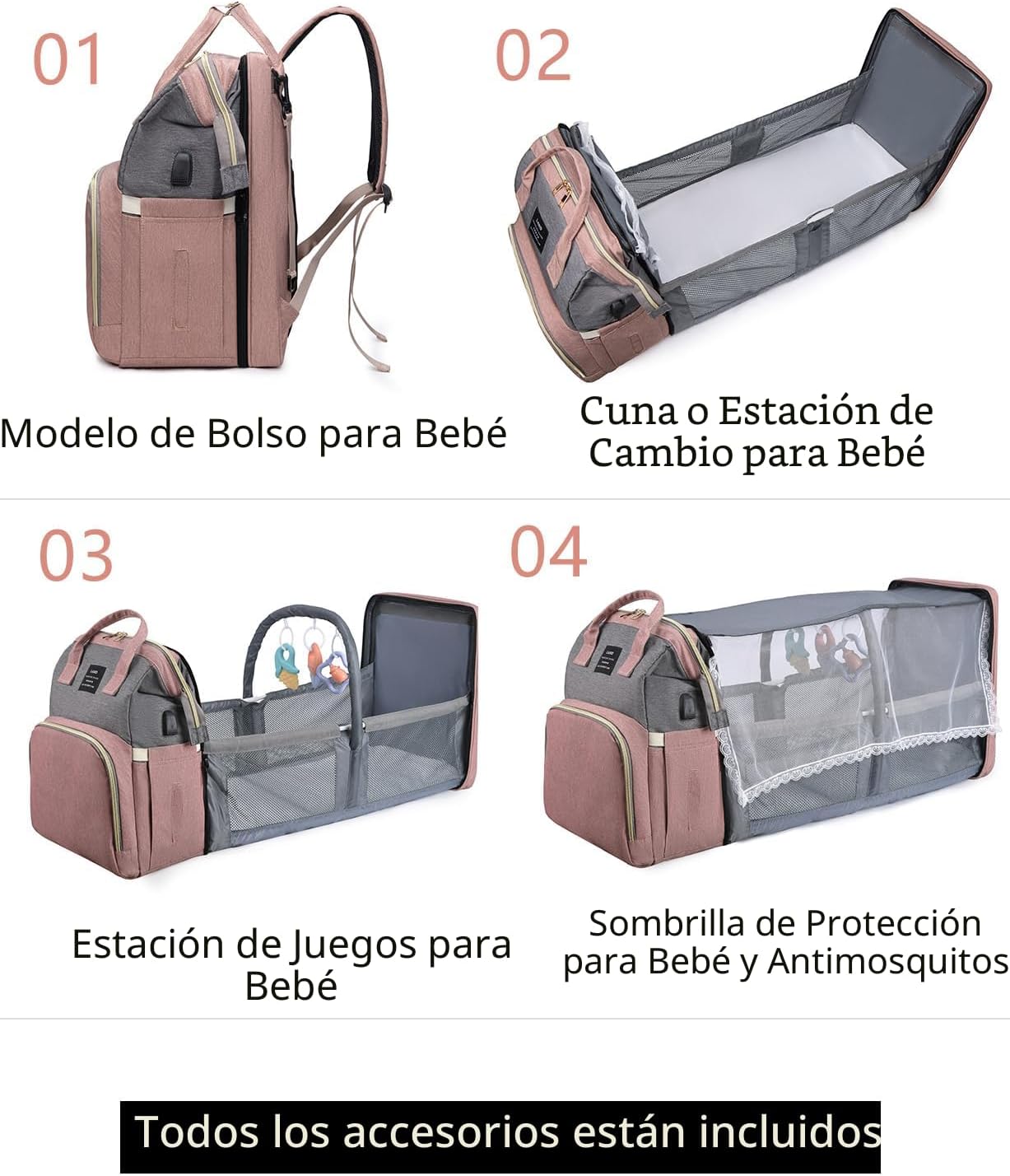 Mochila de pañales azul para mamá: bolsas de bebé grandes con cambi...