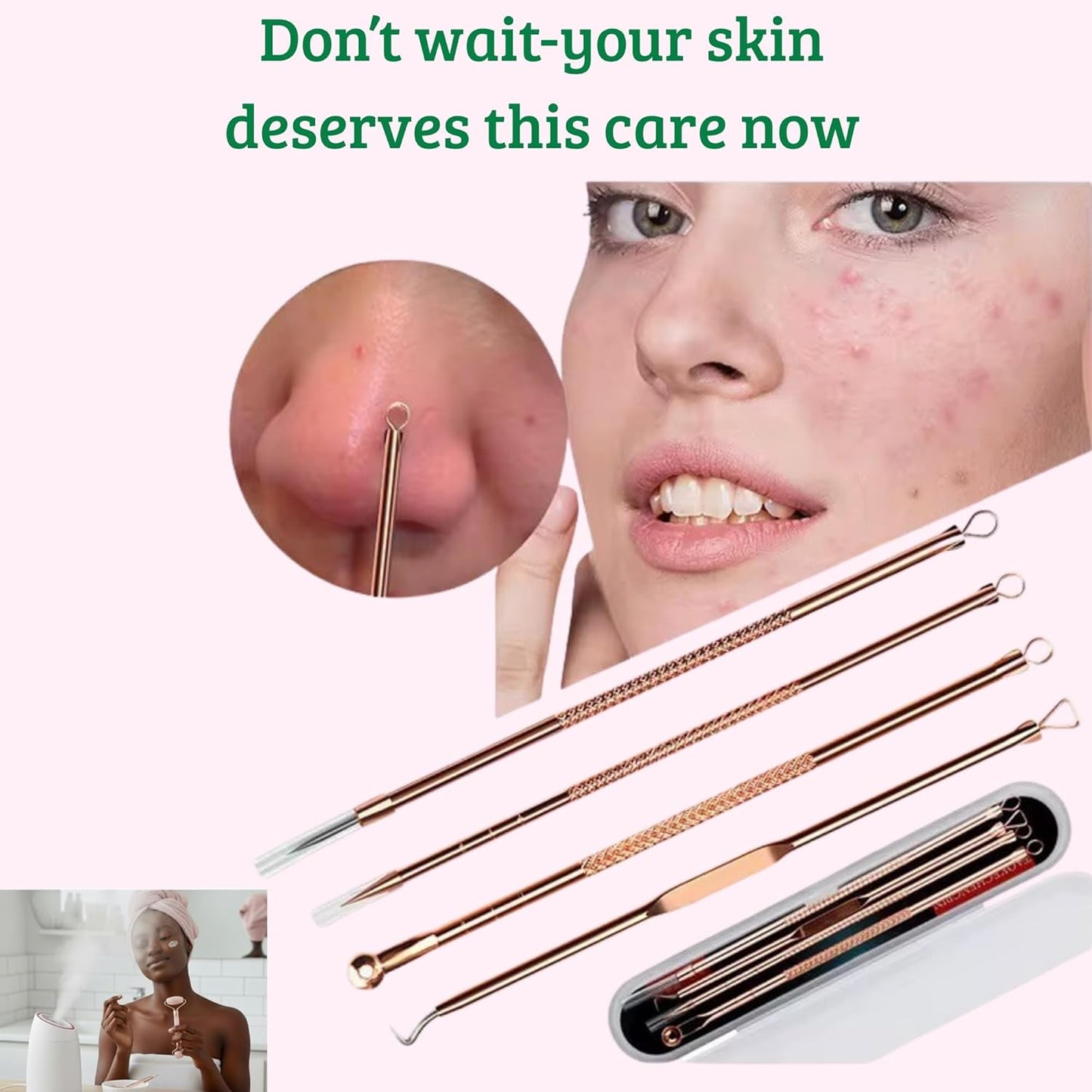 Vaporizador facial, juego completo de spa en casa \u2013 Rodillo de...