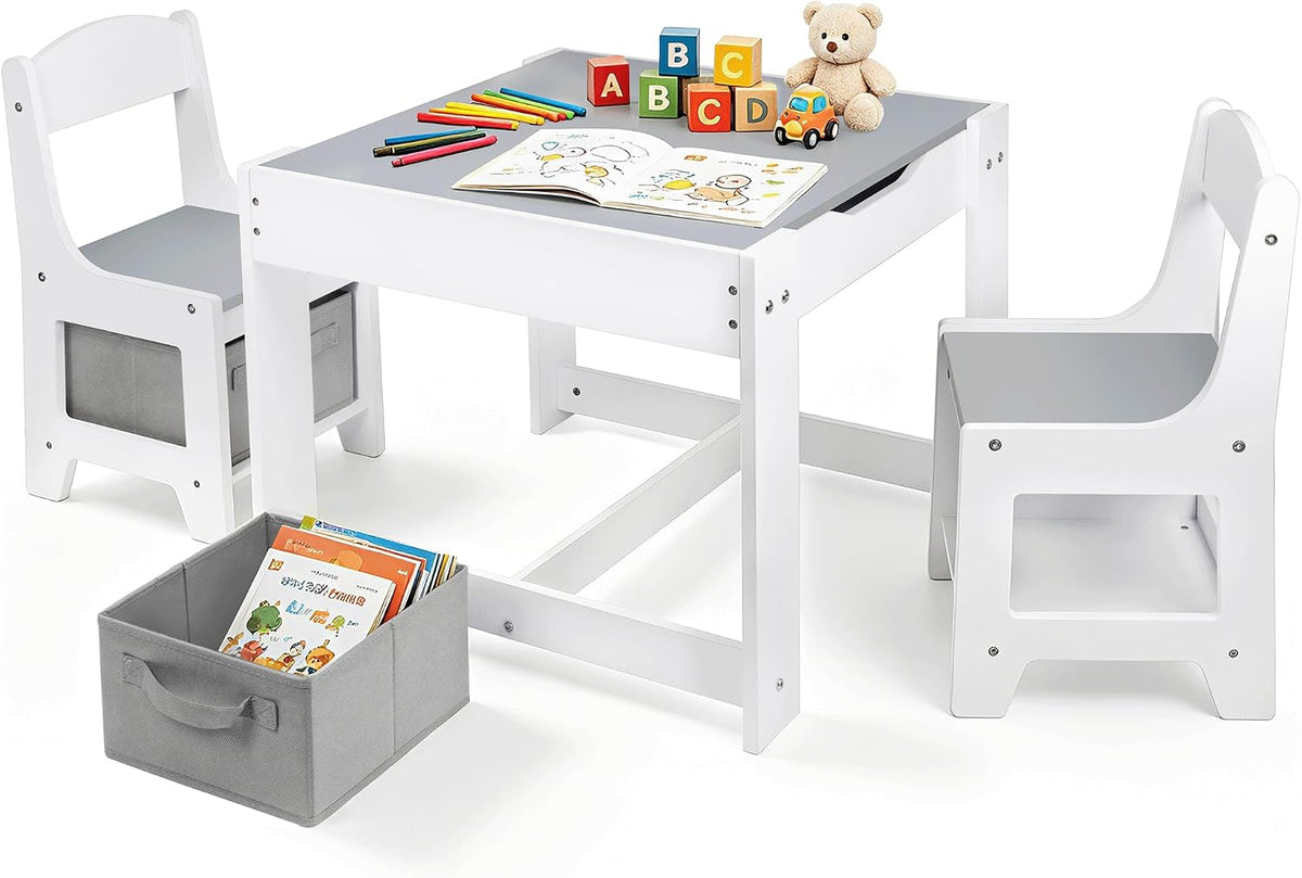 Pterying Juego de mesa y silla de madera para niños, escritorio de...