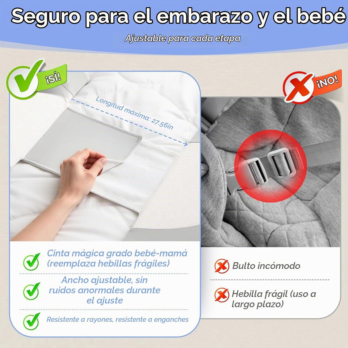 Almohada de embarazo de cuña para soporte del vientre, almohada de...