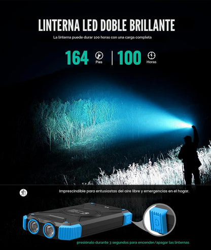 BLAVOR - Paquete de batería externa solar, cargador inalámbrico Qi...