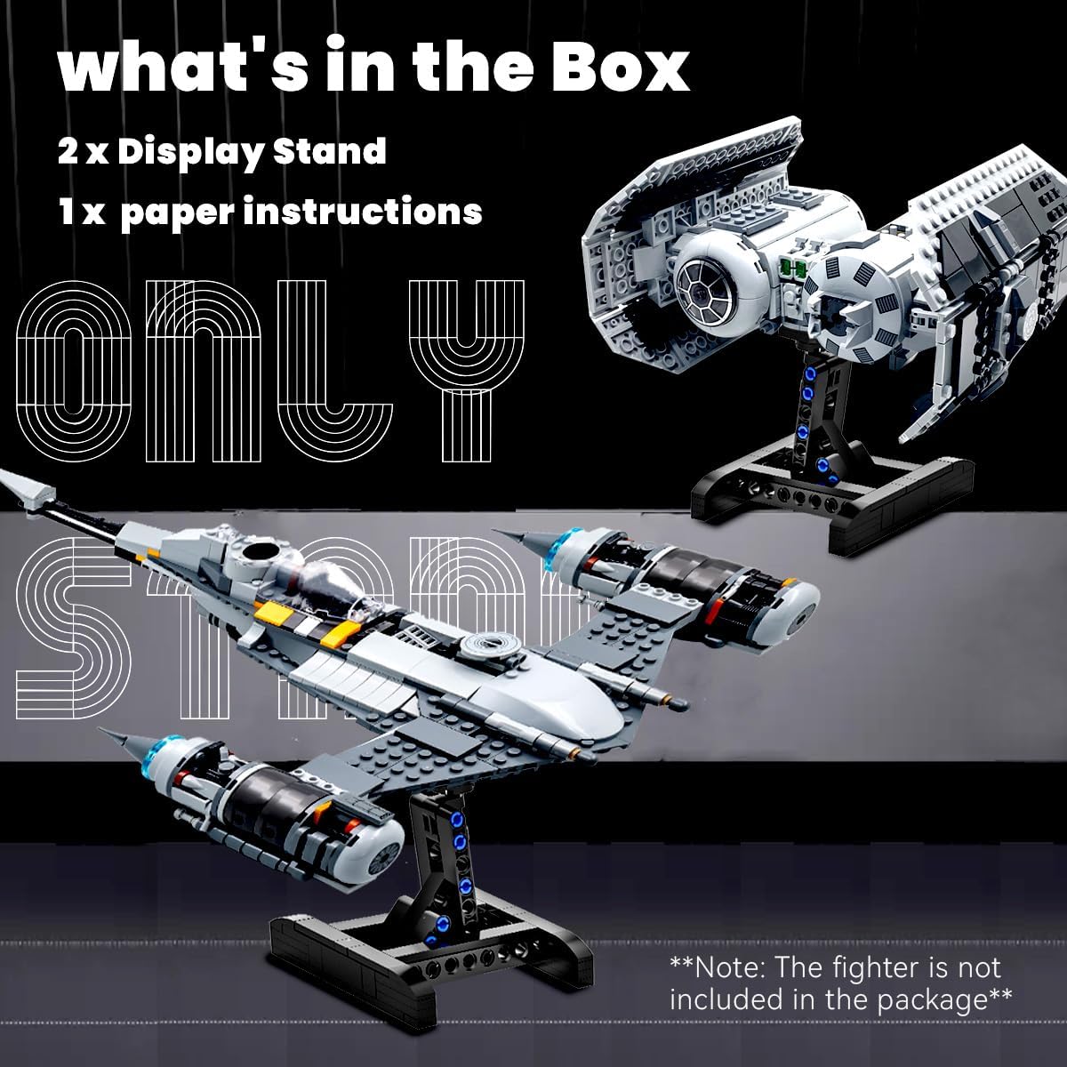 Soporte de exhibición para Lego X Wing (paquete de 2), soporte mejorado para Lego N-1, TIE Bomber, Fighter 75301 75325 75347 75333 75346 60226, regalo para niños y fanáticos (52 piezas)