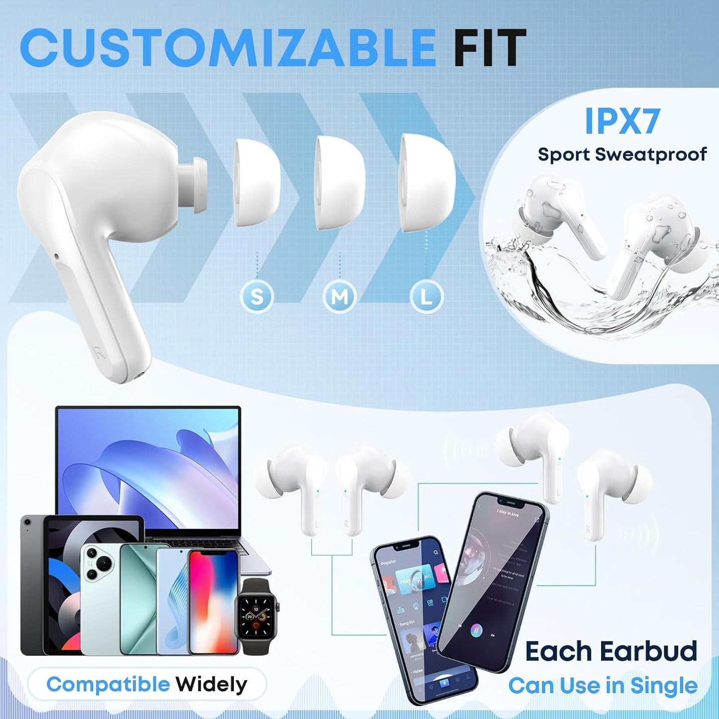 Fhumsh Auriculares inalámbricos, Bluetooth 5.4 HiFi estéreo con mic...