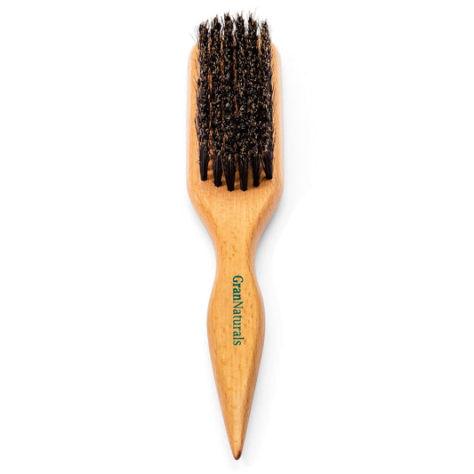 GranNaturals Cepillo de Cabello con Cerdas de Jabalí para Peinado Hacia Atrás para Cola de Caballo Elegante, Moño y Alisado de Cabello de Bebé, Cabellos Sueltos, Control de Bordes - Cepillo de Cardado