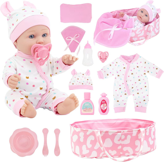 ZITA ELEMENT Juego de cesta de dormir de muñeca de 12 pulgadas en c...