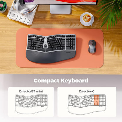 MEETION Combo ergonómico de teclado y mouse inalámbrico, teclado compacto curvado de 2.4 G con reposamanos acolchado, mouse inalámbrico ajustable de 4 niveles DPI para Windows/Mac/Escritorio/PC