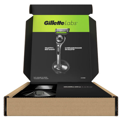 Gillette - Maquinilla de afeitar para hombre de GilletteLabs con barra exfoliante, kit de afeitado para hombre, incluye 1 mango, 4 recambios de hoja de afeitar, 1 soporte magnético de alta calidad