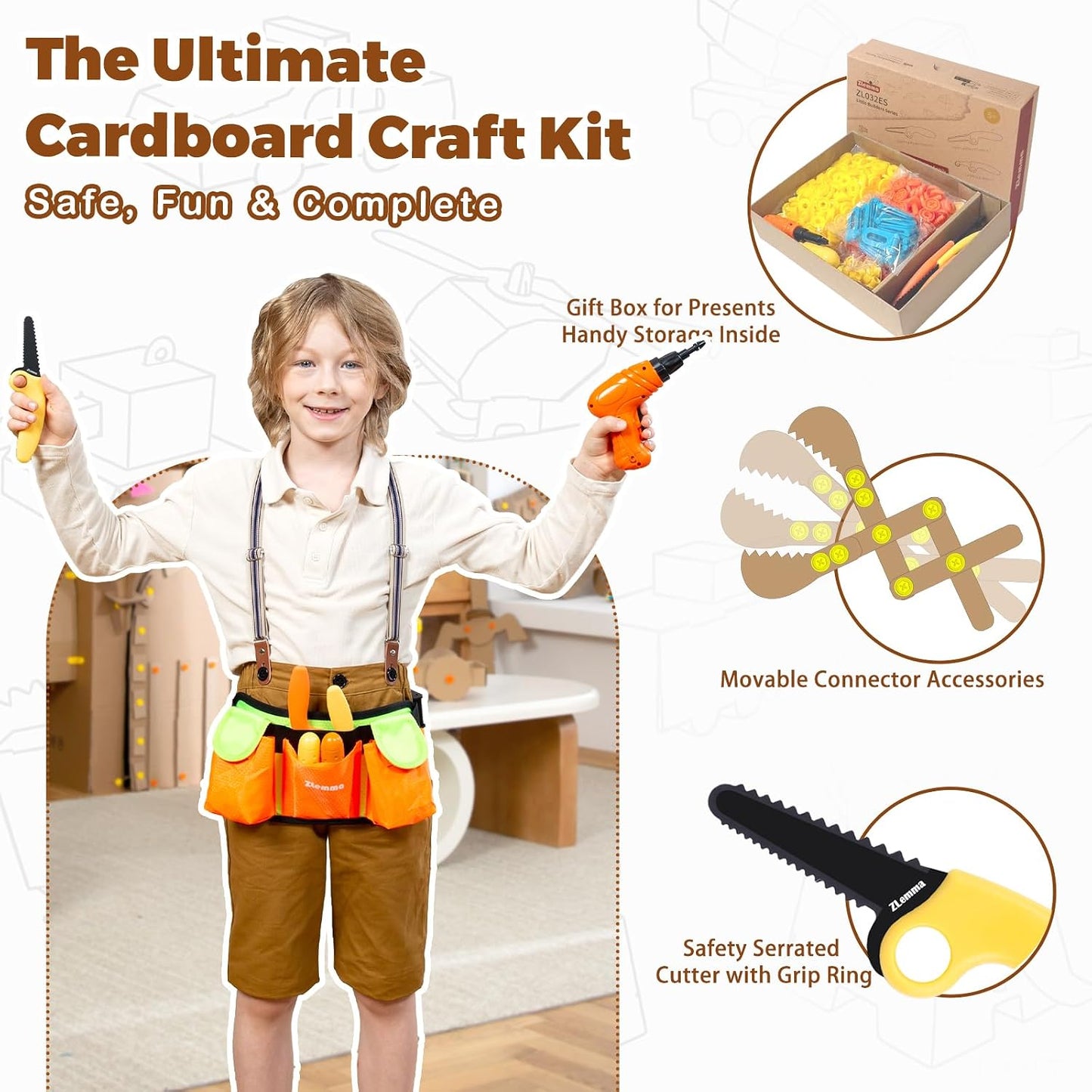 ZLemma Kit de construcción de cartón, juego de construcción para ni...