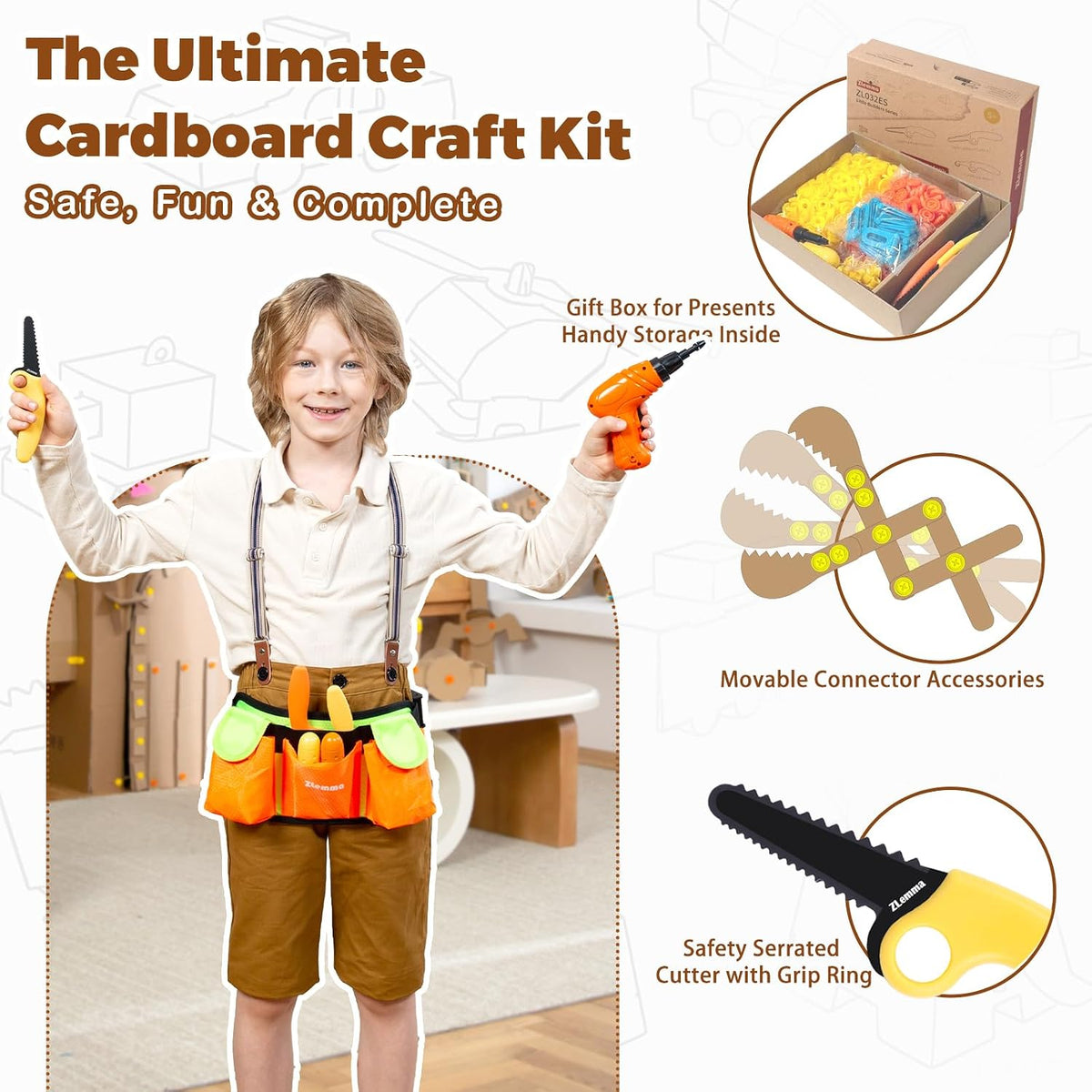 ZLemma Kit de construcción de cartón, juego de construcción para ni...