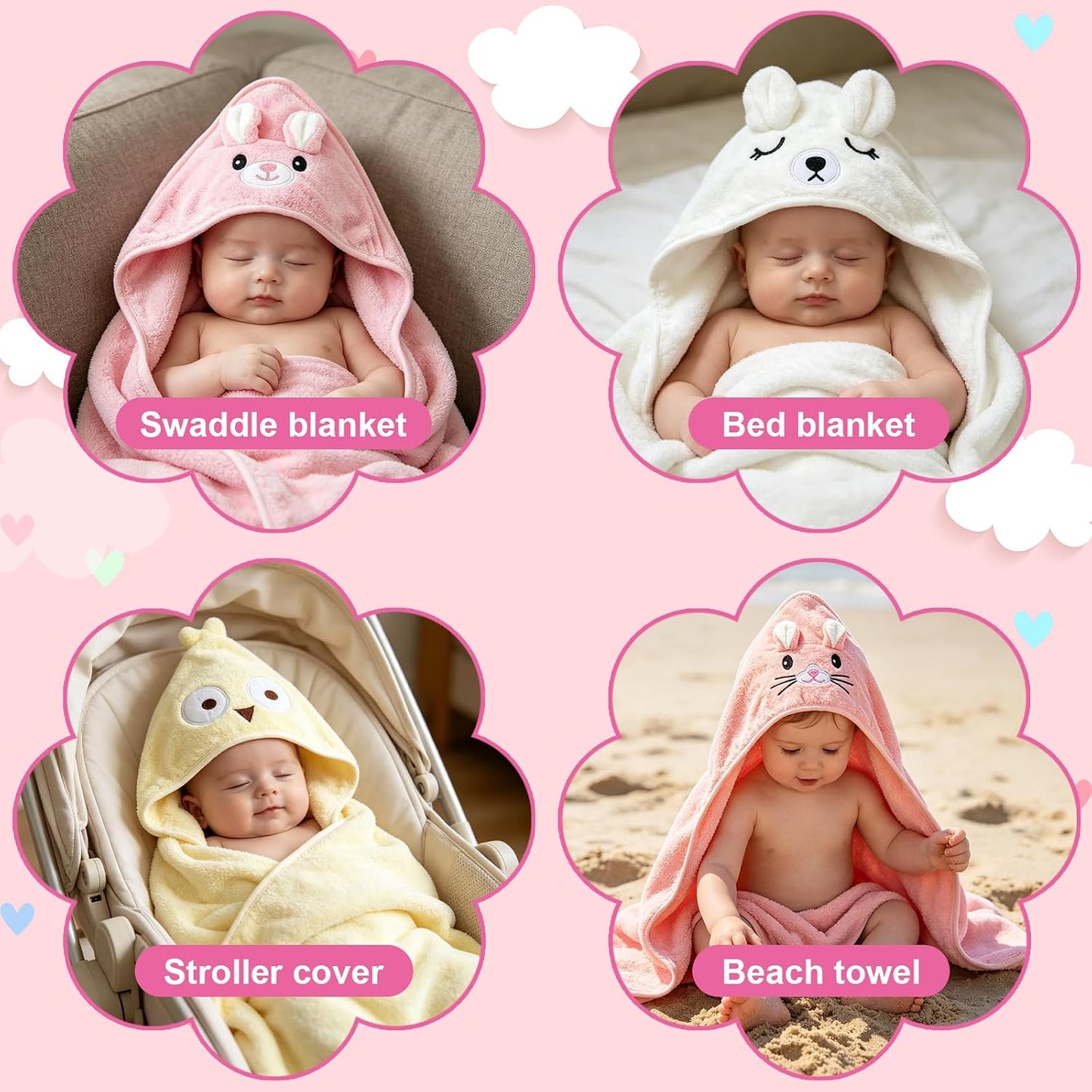 Nlicrst 16 toallas de baño para bebés y niños pequeños, toallas abs...