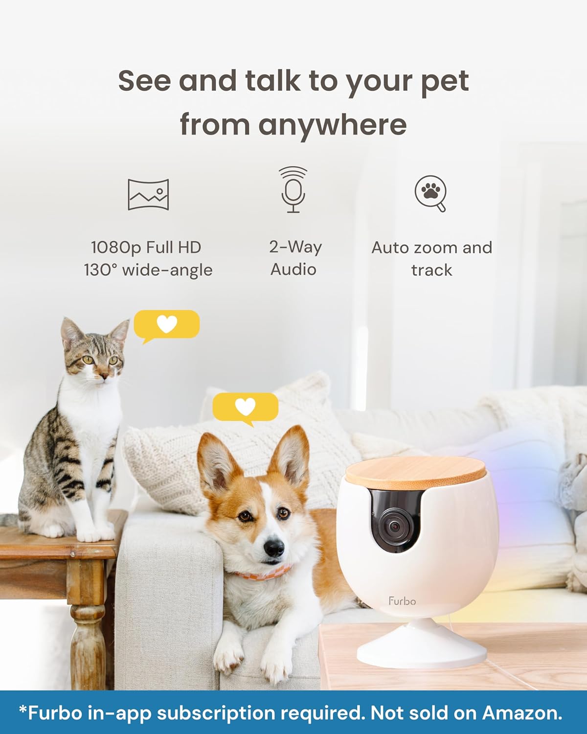 Furbo Mini cámara para mascotas [requiere suscripción] Cámara de de...