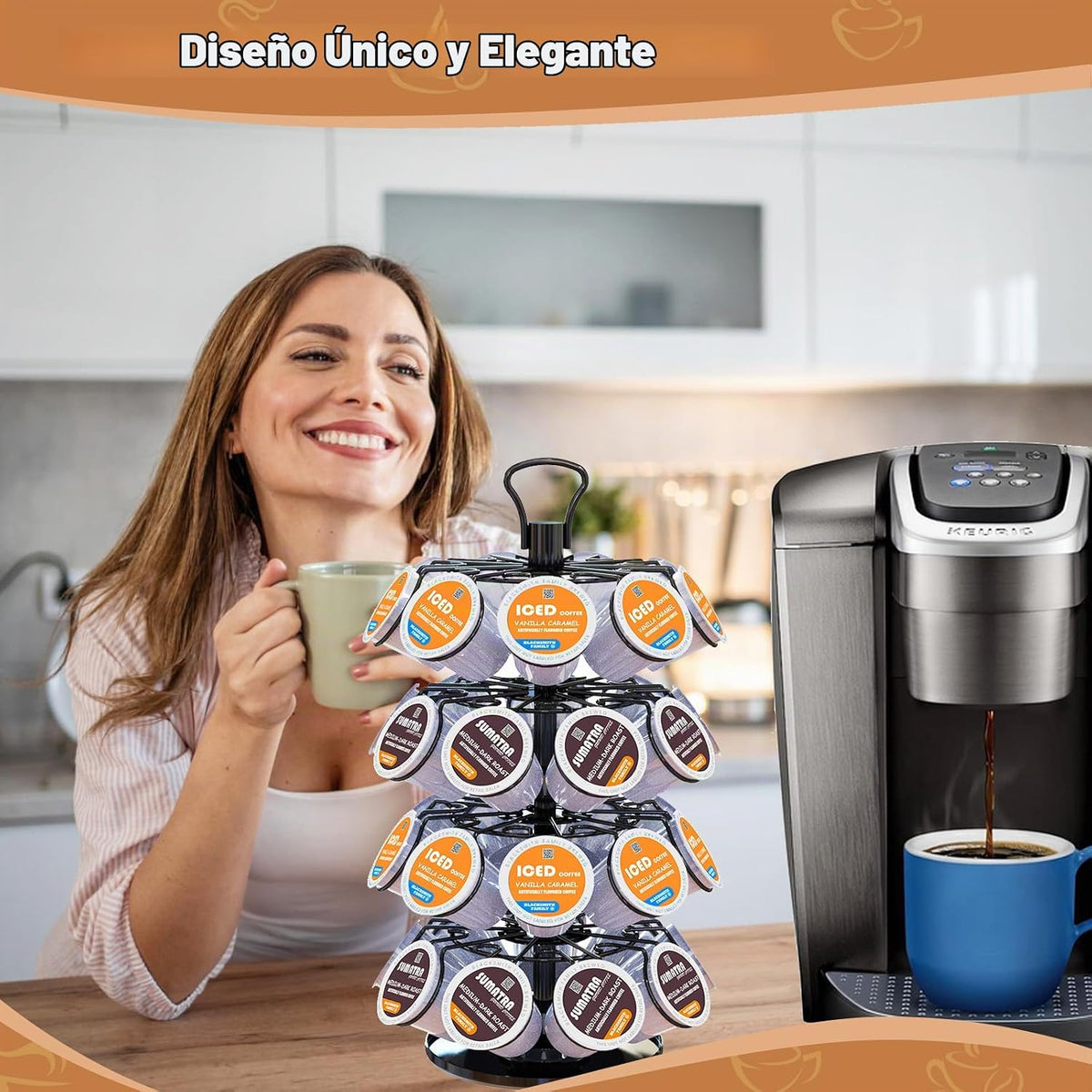 Soporte para tazas K, soporte organizador de almacenamiento de cáps...