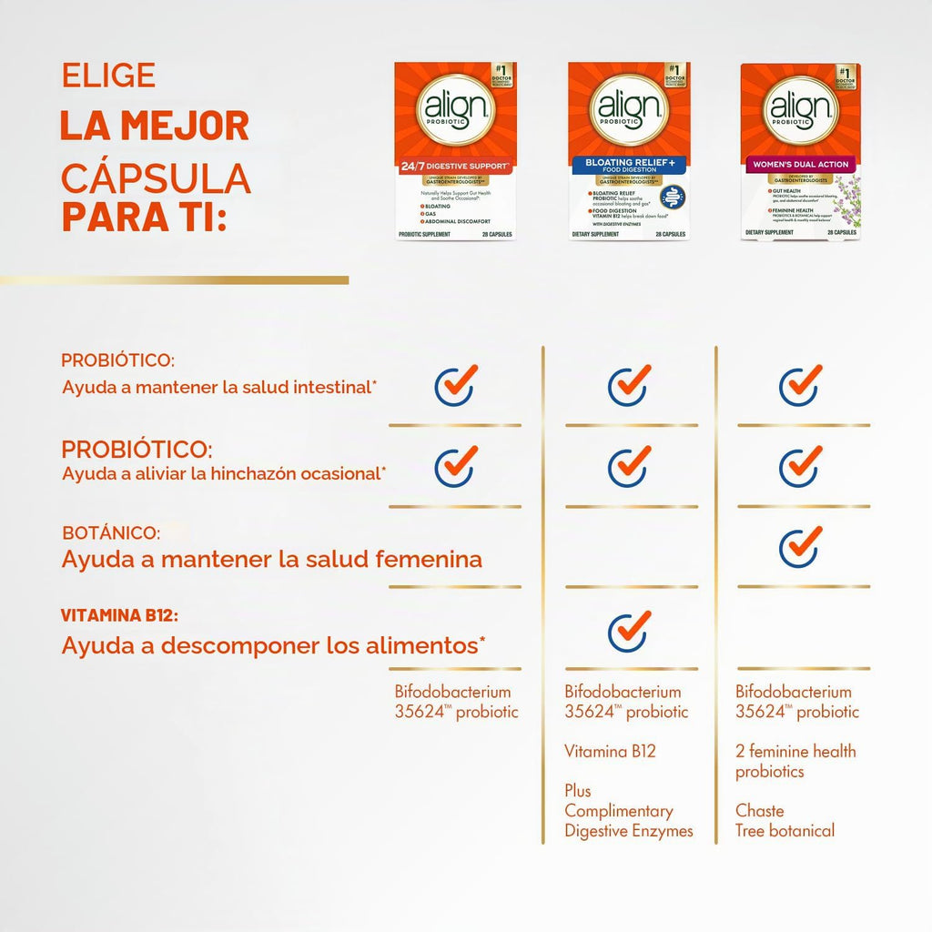 Align Alivio de la Hinchazón Probiótico + Digestión de Alimentos, P...